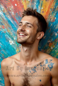 Colorful Happy Male Faces – AI Abstract Art