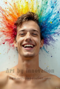 Colorful Happy Male Faces – AI Abstract Art