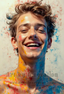 Colorful Happy Male Faces – AI Abstract Art