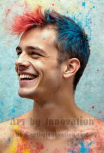 Colorful Happy Male Faces – AI Abstract Art