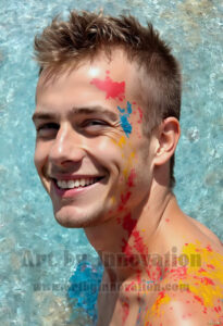 Colorful Happy Male Faces – AI Abstract Art