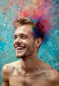 Colorful Happy Male Faces – AI Abstract Art