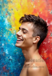 Colorful Happy Male Faces – AI Abstract Art