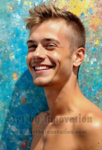 Colorful Happy Male Faces – AI Abstract Art