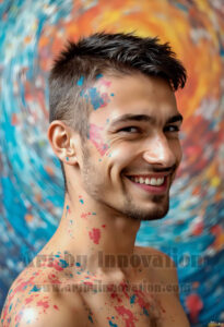 Colorful Happy Male Faces – AI Abstract Art