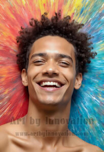 Colorful Happy Male Faces – AI Abstract Art