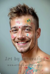 Colorful Happy Male Faces – AI Abstract Art