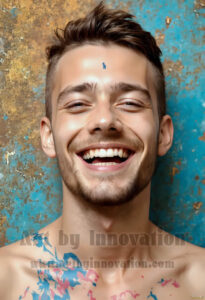 Colorful Happy Male Faces – AI Abstract Art
