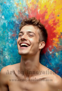 Colorful Happy Male Faces – AI Abstract Art