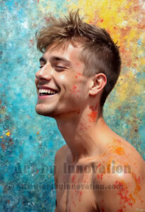 Colorful Happy Male Faces – AI Abstract Art