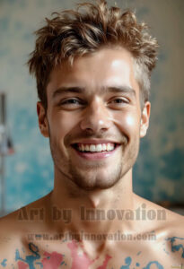 Colorful Happy Male Faces – AI Abstract Art