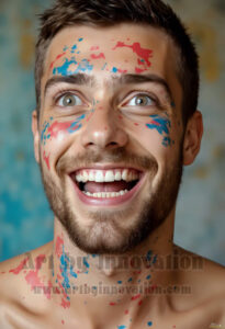 Colorful Happy Male Faces – AI Abstract Art