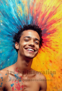 Colorful Happy Male Faces – AI Abstract Art