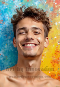 Colorful Happy Male Faces – AI Abstract Art