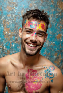 Colorful Happy Male Faces – AI Abstract Art