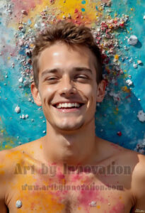 Colorful Happy Male Faces – AI Abstract Art