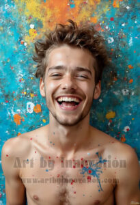 Colorful Happy Male Faces – AI Abstract Art
