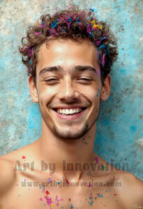 Colorful Happy Male Faces – AI Abstract Art