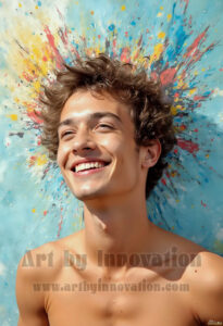 Colorful Happy Male Faces – AI Abstract Art