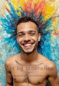 Colorful Happy Male Faces – AI Abstract Art