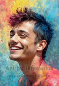 Colorful Happy Male Faces – AI Abstract Art