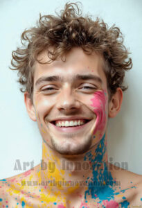 Colorful Happy Male Faces – AI Abstract Art