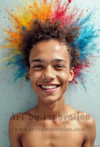 Colorful Happy Male Faces – AI Abstract Art