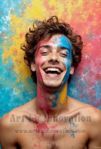 Colorful Happy Male Faces – AI Abstract Art