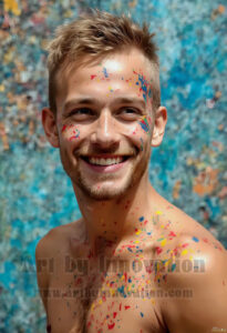 Colorful Happy Male Faces – AI Abstract Art
