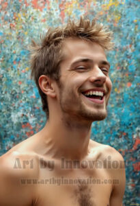 Colorful Happy Male Faces – AI Abstract Art