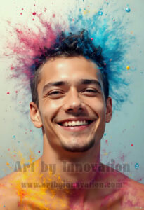 Colorful Happy Male Faces – AI Abstract Art