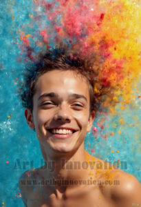 Colorful Happy Male Faces – AI Abstract Art