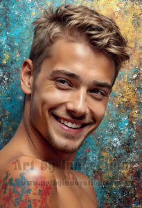 Colorful Happy Male Faces – AI Abstract Art