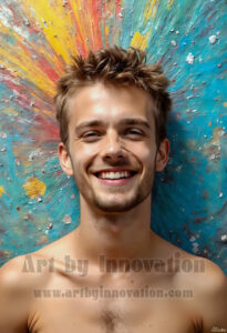Colorful Happy Male Faces – AI Abstract Art