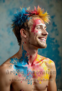 Colorful Happy Male Faces – AI Abstract Art