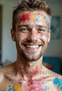 Colorful Happy Male Faces – AI Abstract Art