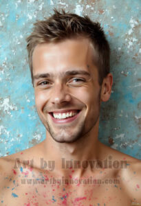 Colorful Happy Male Faces – AI Abstract Art