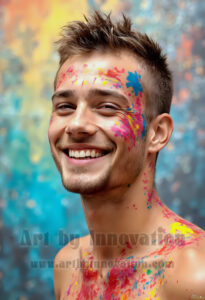 Colorful Happy Male Faces – AI Abstract Art