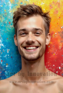 Colorful Happy Male Faces – AI Abstract Art