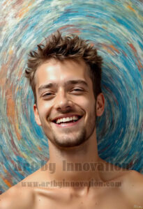 Colorful Happy Male Faces – AI Abstract Art