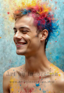 Colorful Happy Male Faces – AI Abstract Art