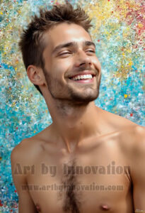 Colorful Happy Male Faces – AI Abstract Art