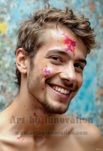 Colorful Happy Male Faces – AI Abstract Art