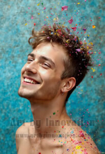 Colorful Happy Male Faces – AI Abstract Art