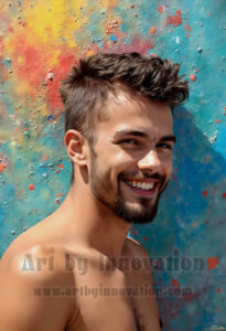 Colorful Happy Male Faces – AI Abstract Art