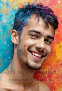 Colorful Happy Male Faces – AI Abstract Art