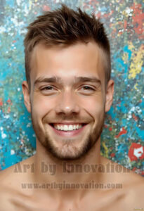 Colorful Happy Male Faces – AI Abstract Art