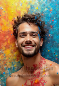 Colorful Happy Male Faces – AI Abstract Art