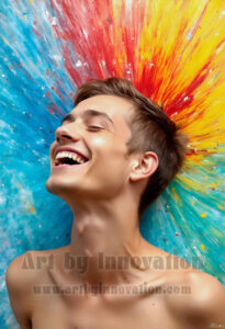Colorful Happy Male Faces – AI Abstract Art