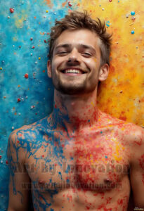 Colorful Happy Male Faces – AI Abstract Art